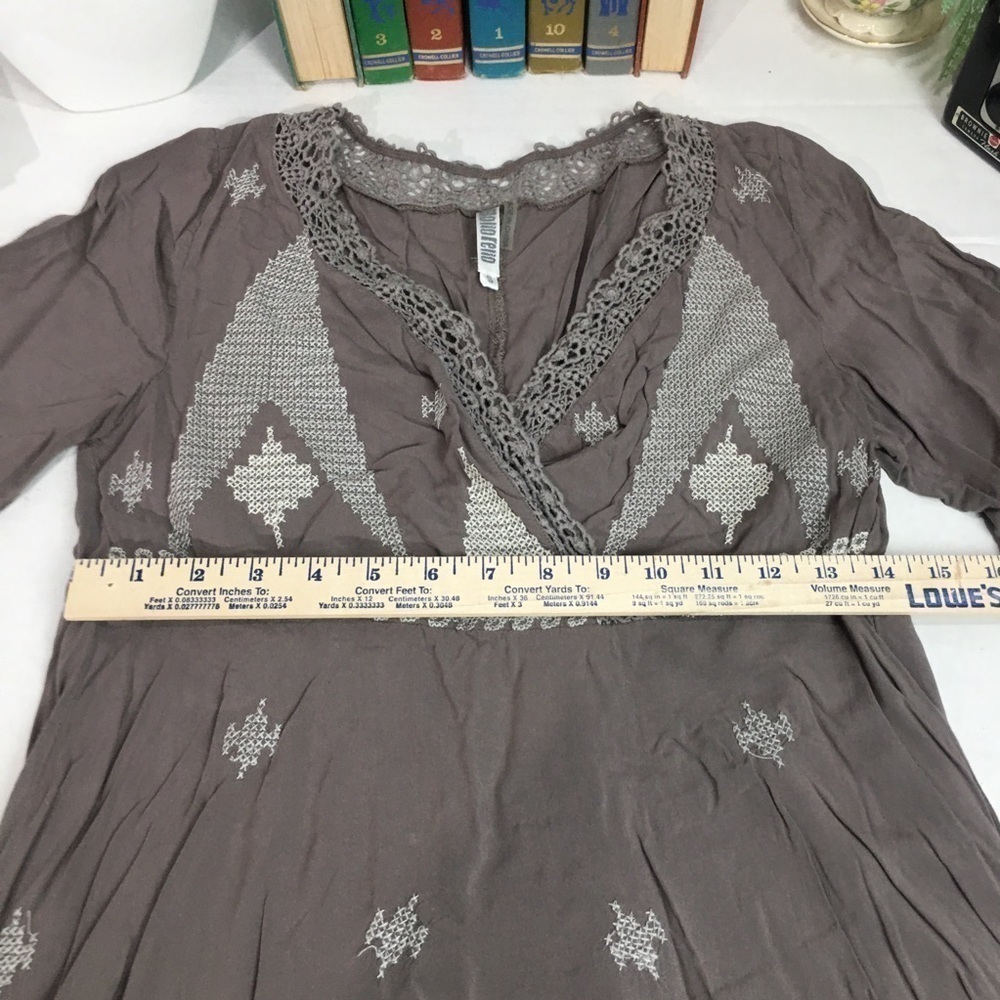 Monoreno Boho Embroidered Dress | 100% Rayon · Festival / Cottagecore - Picture 7 of 12